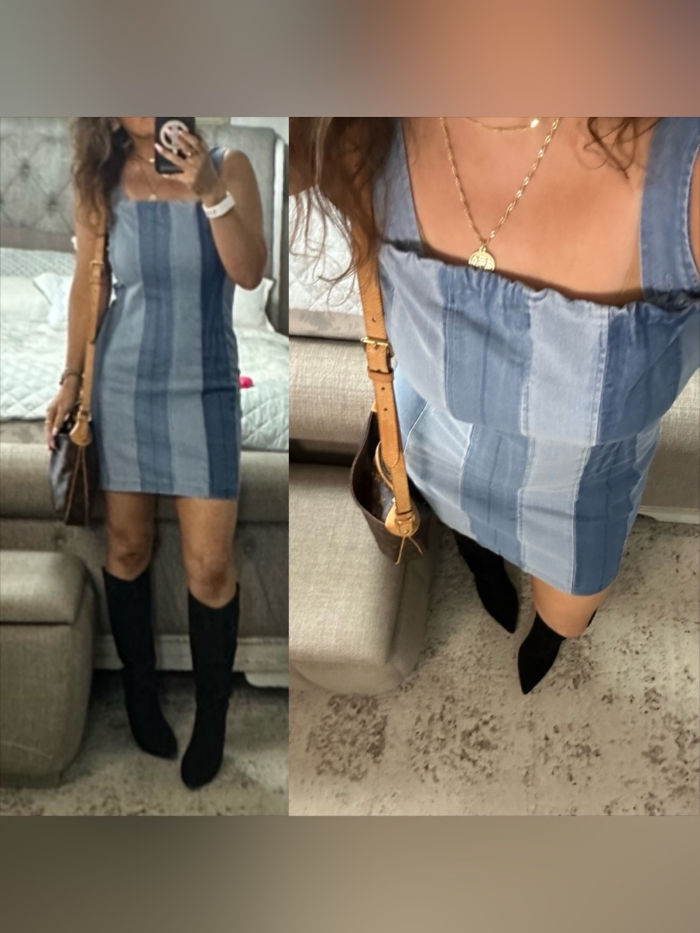 New🍂💙 Denim Days Patchwork Mini Dress
